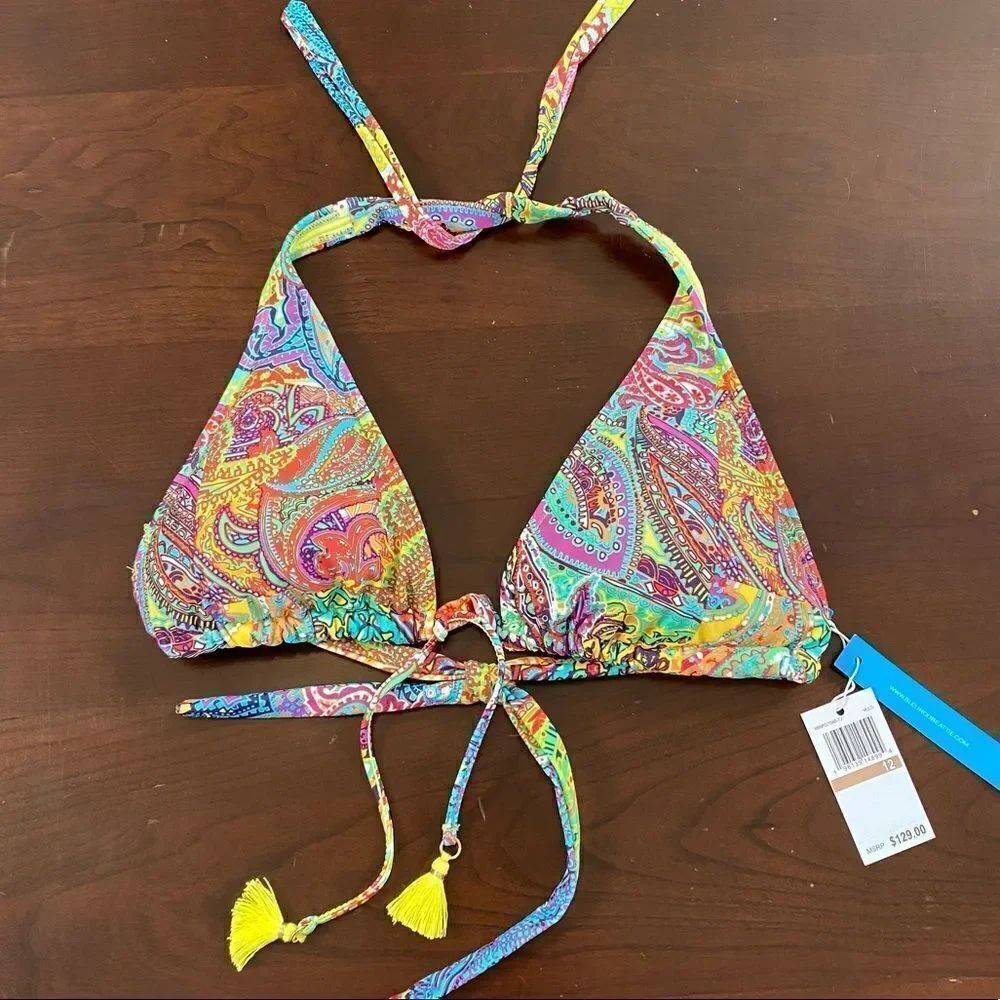 NWT Bleu Rod Beattie Bikini Triangle Top, Size 12